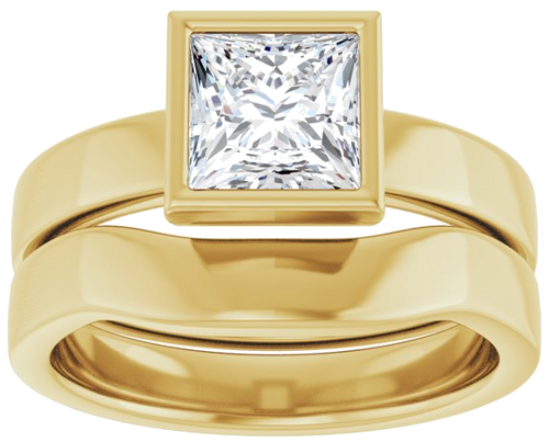 Sužadėtuvių Žiedas „Bezel-Set Solitaire“ 14k yellow gold Square 6mm (8)