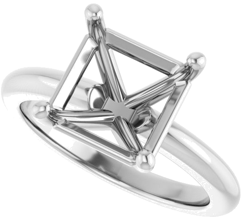 Sužadėtuvių Žiedas 14k white gold Asscher 9mm (5)