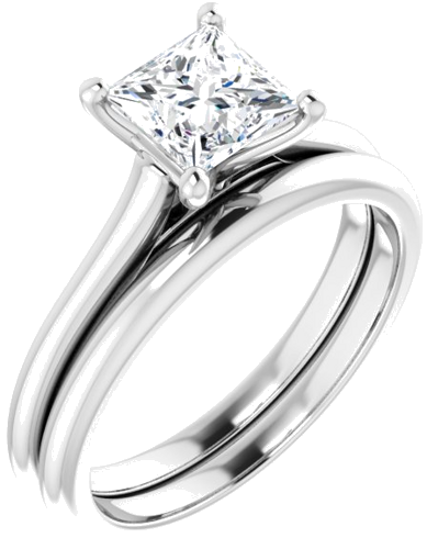 14K White 5.5 mm Square Solitaire Engagement Ring Mounting (6)