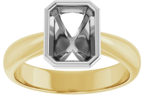 Sužadėtuvių Žiedas „Bezel-Set Solitaire“ 14k yellow/white gold Emerald 8mm x 6mm (3)