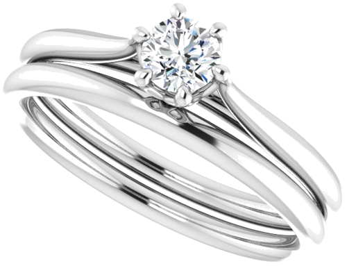 14K White 4.1 mm Round Engagement Ring Mounting (10)