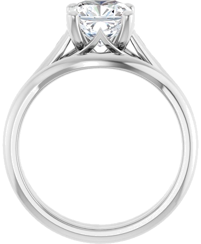 14K White 7 mm Cushion Solitaire Engagement Ring Mounting (7)