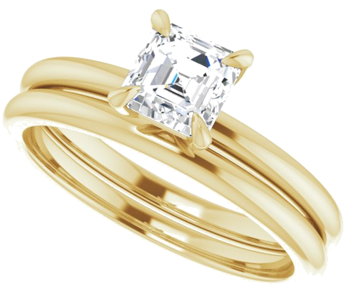 Sužadėtuvių Žiedas „Solitaire“ 14k yellow gold Asscher 5mm (10)