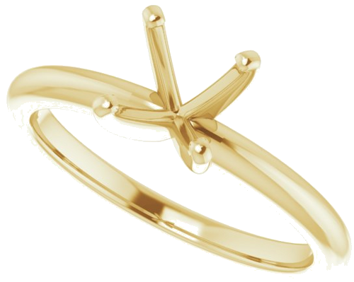 14K Yellow  6 mm Cushion Solitaire Engagement Ring Mounting (5)