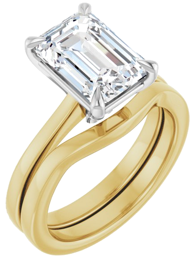 Sužadėtuvių Žiedas „Claw-Prong“ 14k yellow/white gold Emerald 10mm x 7mm (5)