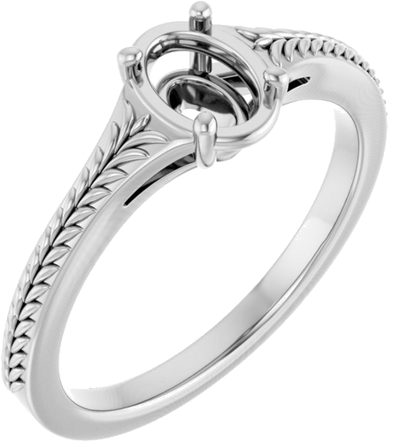 Sužadėtuvių Žiedas „Solitaire“ 10k white gold Oval 6mm x 4mm (1)