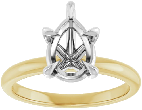 Sužadėtuvių Žiedas „Claw-Prong“ 14k yellow/white gold Pear 10mm x 7mm (3)