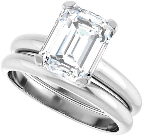 Sužadėtuvių Žiedas „Solitaire“ 14k white gold Emerald 9mm x 7mm (10)