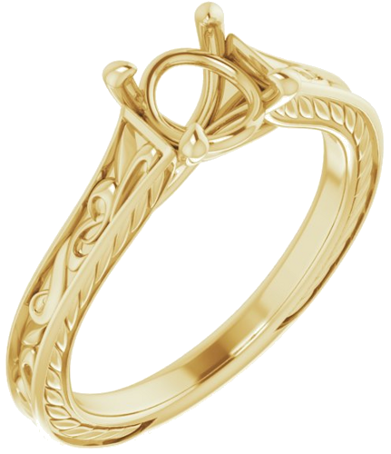 Sužadėtuvių Žiedas „Solitaire Scroll“ 14k yellow gold Round 6.5mm (1)