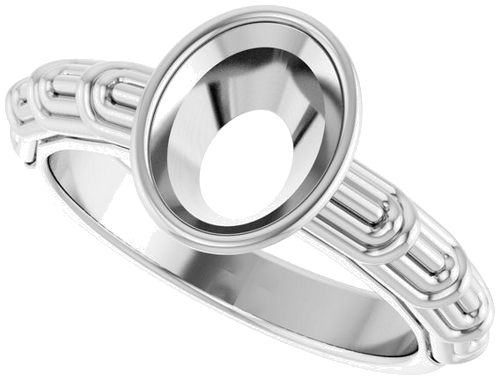 14K White 9 x 7 mm Oval Solitaire Engagement Ring Mounting (5)