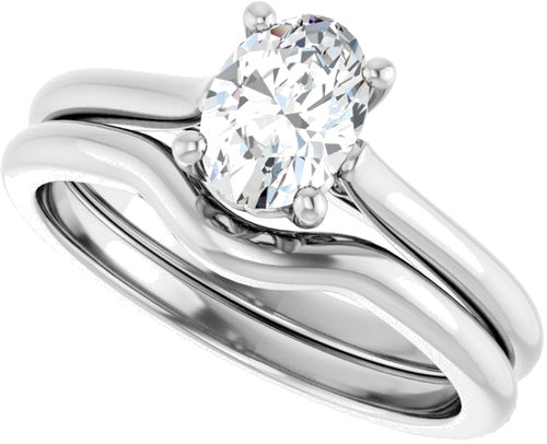 14K White 7x5 mm Oval Solitaire Engagement Ring Mounting (10)