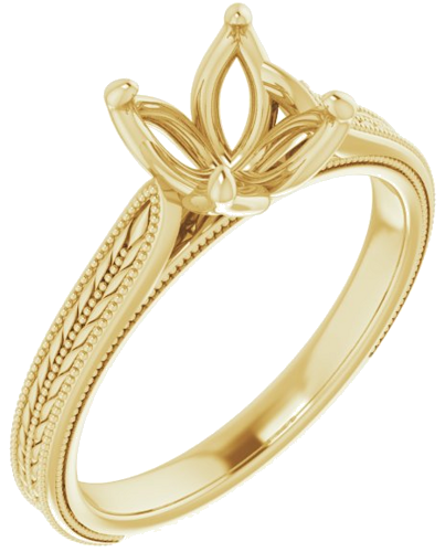 14K Yellow  7.4 mm Round Solitaire Engagement Ring Mounting (1)