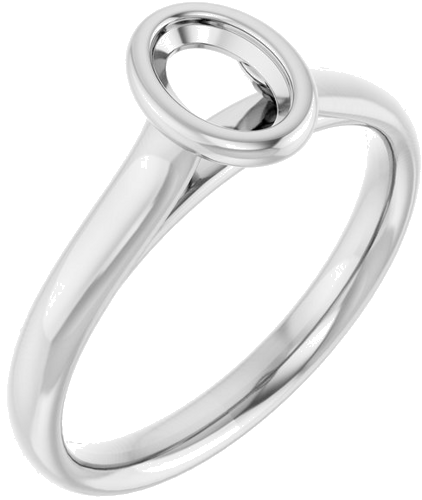 Sužadėtuvių Žiedas „Bezel-Set Solitaire“ 14k white gold Oval 6mm x 4mm (1)
