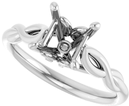 14K White  5.5 mm Square Solitaire Engagement Ring Mounting (5)