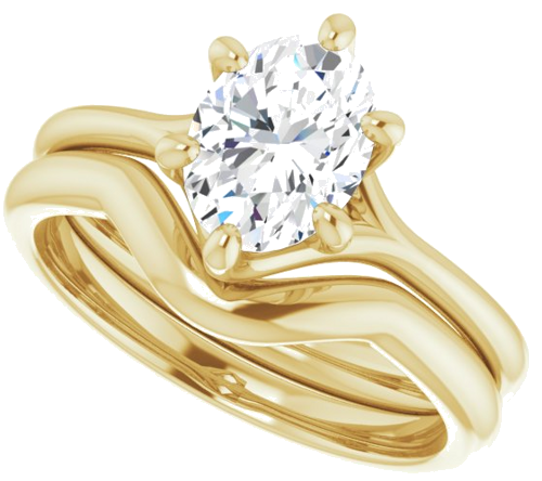 Sužadėtuvių Žiedas „Solitaire“ 750 Geltonojo Aukso Oval 8mm x 6mm (10)