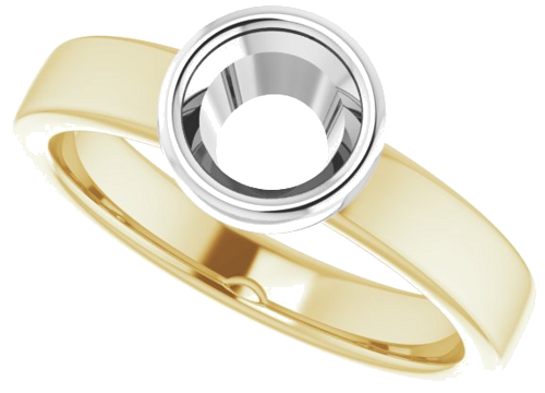 14K Yellow White 6 mm Round Solitaire Engagement Ring Mounting (5)