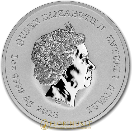 2018 Тор, Тувалу, 1 долар, 1 унция сребърна монета (3)