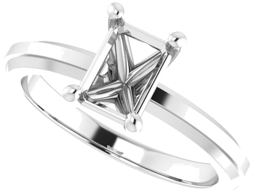 14K White 7x5 mm Emerald Solitaire Engagement Ring Mounting (5)
