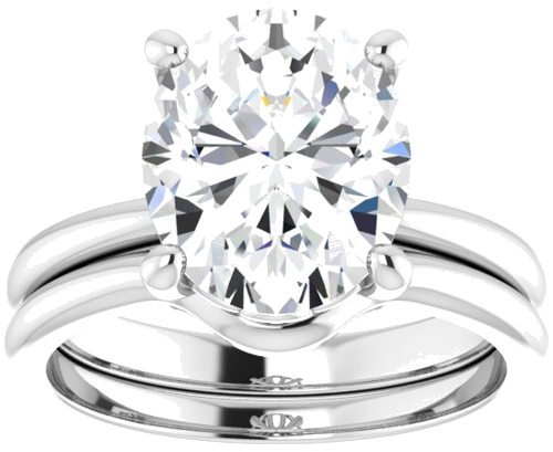 14K White 11x9 mm Oval Solitaire Engagement Ring Mounting (8)