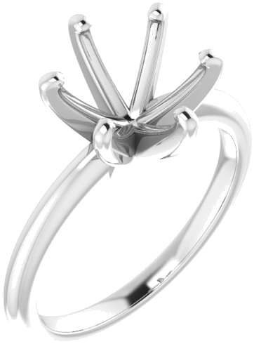 14K White  9 mm Round Solitaire Engagement Ring Mounting (1)