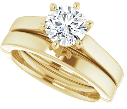 14K Yellow  6.5 mm Round Solitaire Engagement Ring Mounting (10)