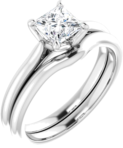 14K White  5 mm Square Solitaire Engagement Ring Mounting (6)