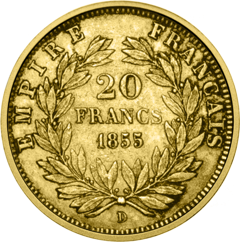 20 franku Francijas impērijas zelta monēta - Napoleons III (2)