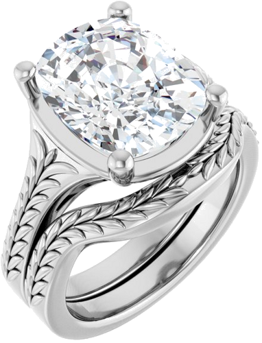 Sužadėtuvių Žiedas „Solitaire“ 18k white gold Elongated Cushion 12mm x 10mm (6)