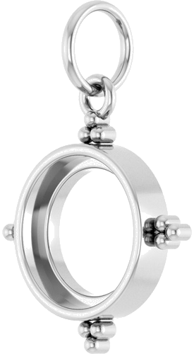 Pakabukas „Beaded Bezel-Set Cabochon“ 14k white gold Round 8mm (2)