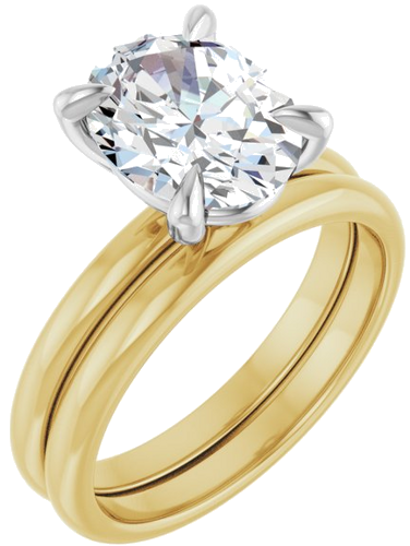 Sužadėtuvių Žiedas „Solitaire“ 585 Baltojo Ir Geltonojo Aukso Oval 10mm x 8mm (6)