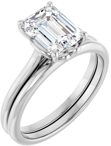 Sužadėtuvių Žiedas „Solitaire“ 10k white gold Emerald 8mm x 6mm (6)