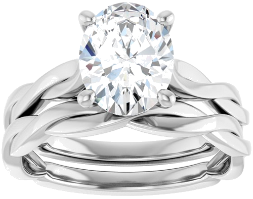 Sužadėtuvių Žiedas „Infinity-Inspired“ 10k white gold Oval 9mm x 7mm (8)