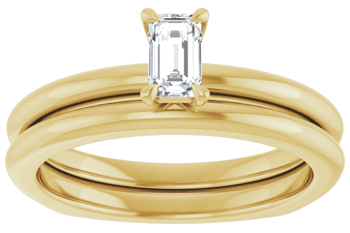 Sužadėtuvių Žiedas „Claw-Prong Euro Shank“ 10k yellow gold Emerald 5mm x 3mm (8)