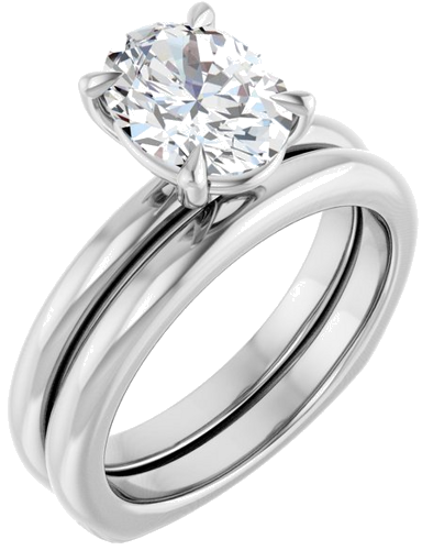 Sužadėtuvių Žiedas „Claw-Prong Euro Shank“ 14k white gold Oval 9mm x 7mm (6)