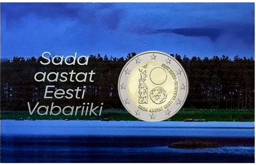 2018 Estonia 100 years of the Republic 2 euro BU coin in coincard (1)