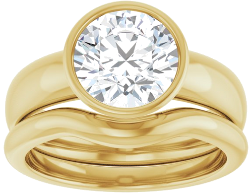 Sužadėtuvių Žiedas „Bezel-Set Solitaire“ 585 Geltonojo Aukso Round 8.2mm (8)