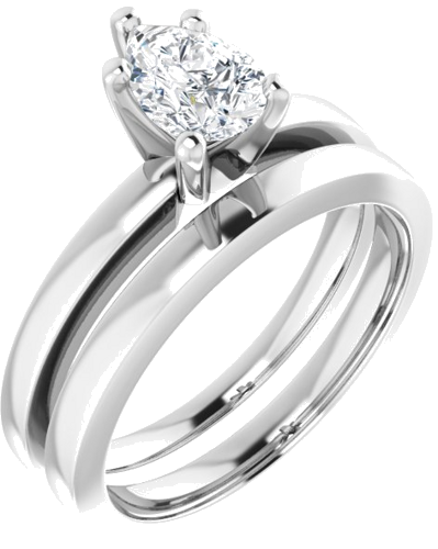 Sužadėtuvių Žiedas „Solitaire“ 14k white gold Pear 7mm x 5mm (6)