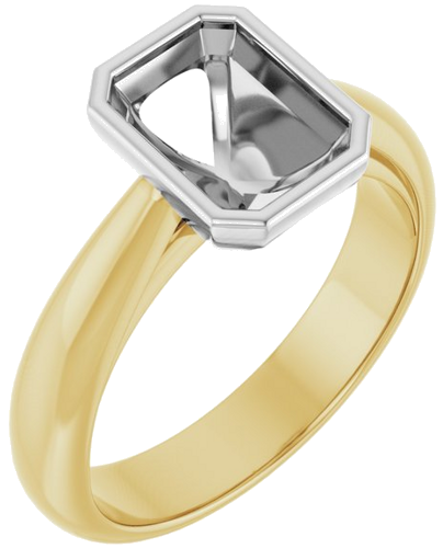 Sužadėtuvių Žiedas „Bezel-Set Solitaire“ 14k yellow/white gold Emerald 8mm x 6mm (1)