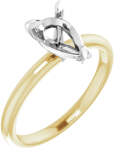 14K Yellow White 9 x 6 mm Pear Engagement Ring Mounting (1)