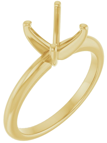 14K Yellow  7 mm Cushion Solitaire Engagement Ring Mounting (1)