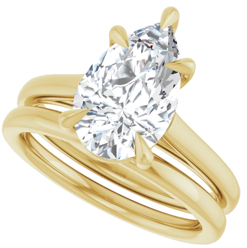 Sužadėtuvių Žiedas „Claw-Pong“ 14k yellow gold Pear 12mm x 7.5mm (10)
