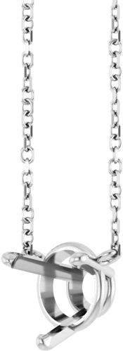 14K White 7.5 mm Round Solitaire 18  Necklace Mounting (2)