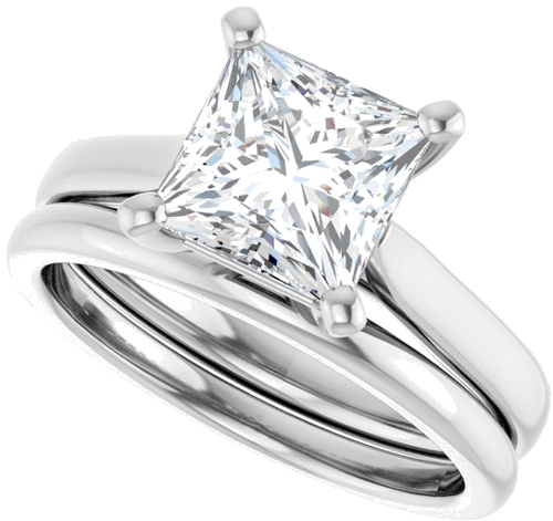 Platinum 7 mm Square Engagement Ring Mounting (10)