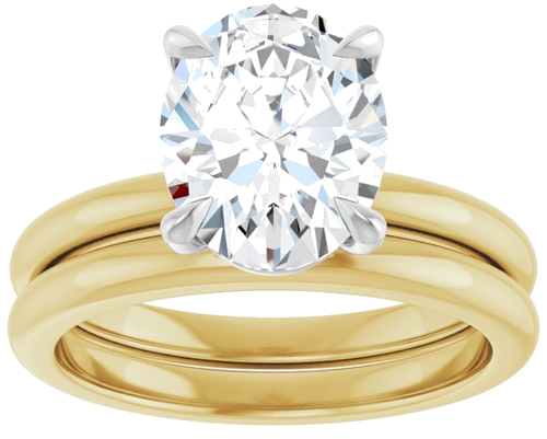 14K Yellow White 10x8 mm Oval Solitaire Engagement Ring Mounting (8)