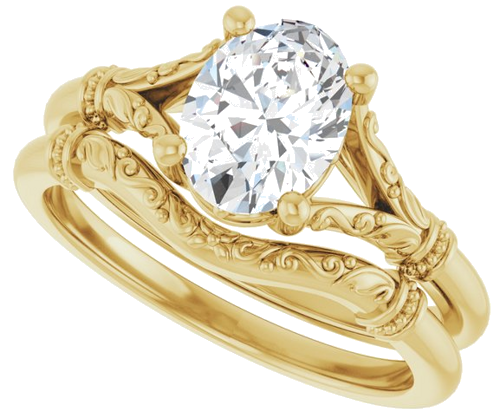 Sužadėtuvių Žiedas „Split Shank“ 585 Geltonojo Aukso Oval 8mm x 6mm (10)