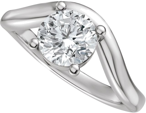 Sužadėtuvių Žiedas „Solitaire Asymmetric“ 14k white gold Round 6.5mm (5)