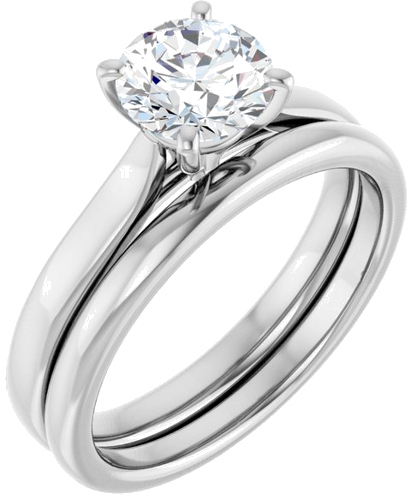 14K White 6.5 mm Round Engagement Ring Mounting (6)