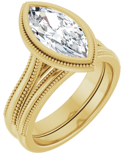 Sužadėtuvių Žiedas „Bezel-Set Solitaire“ 14k yellow gold Marquise 13mm x 6.5mm (6)