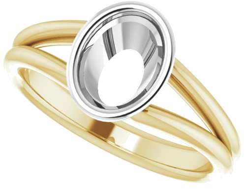 Sužadėtuvių Žiedas „Bezel-Set Solitaire“ 750 Baltojo Ir Geltonojo Aukso Oval 8mm x 6mm (5)