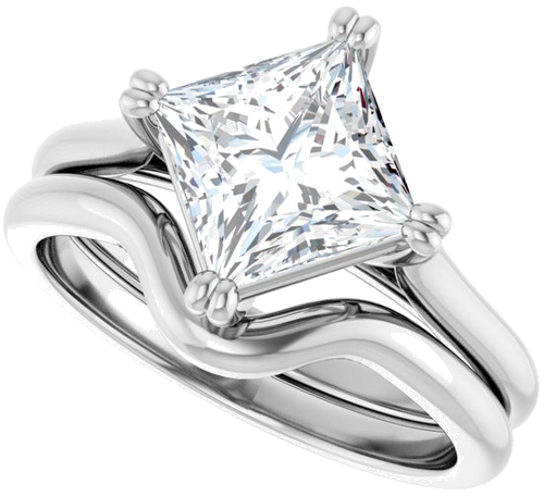 Sužadėtuvių Žiedas „Double Claw-Prong Solitaire“ 14k white gold Square 7mm (10)